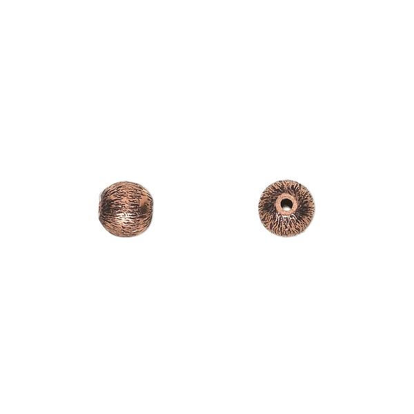 Bead 1pkg30 copper, 6mm round / brushed, antiqued image number 0