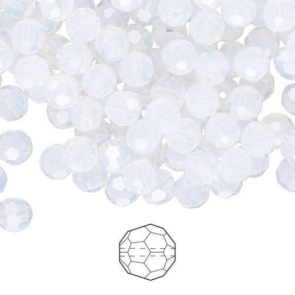 Bead 576pk white opal, Preciosa Czech crystal 5mm round image number 0