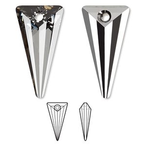 Drop 36pk crystal silver night, Swarovski&reg; 28x14mm pendant spike 6480