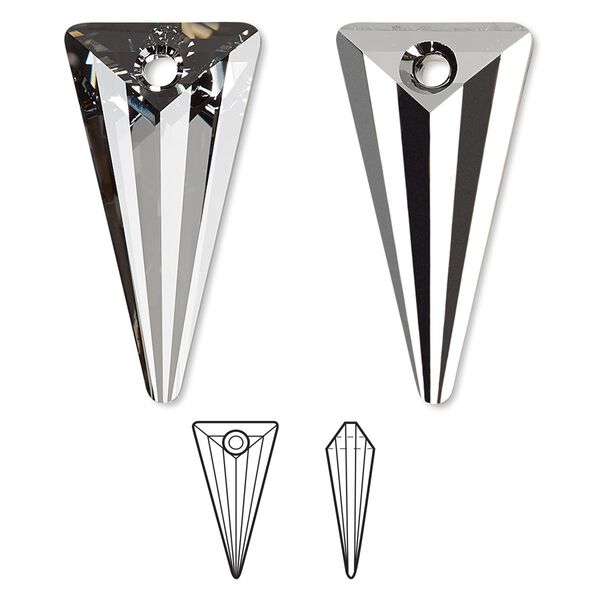 Drop 36pk crystal silver night, Swarovski&reg; 28x14mm pendant spike 6480 image number 0