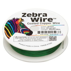 Wire, Zebra Wire&trade;, color-coated copper, green, round, 28 gauge. Sold per 40-yard spool.