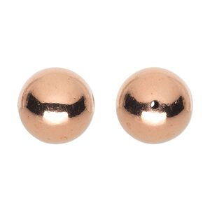 Bead 1pkg4 copper, 16mm round / hollow