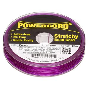 Cord, Powercord&reg;, elastic, purple, 0.8mm, 8.5-pound test. Sold per 25-meter spool.