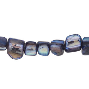 Mother-of-pearl shell 1pkg1, triangle tube bead 14 inch dark blue 6x5mm-10x9mm