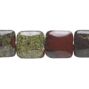 Dragon blood jasper 1pkg1, puffed square bead natural 15.5-16 inch 14mm