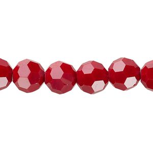 Bead 1pk 32 facets opaque red, Celestial Crystal&reg; 10mm round 15.5-16 inch