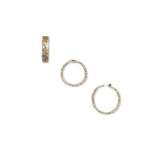 Loop Lock&trade;, antiqued brass, 8mm hammered round. Sold per pkg of 4.