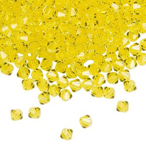 Bead 720pk citrine, Preciosa Czech crystal 4mm bicone