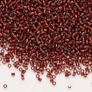 Seed bead, Delica&reg;, glass, pkg/50g, #11 round, opaque silver-lined dark cranberry (DB-1202).