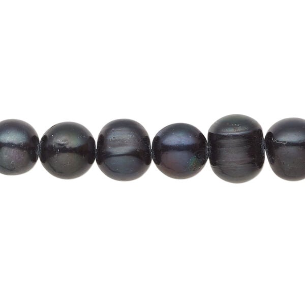 Freshwater pearl 1pkg1, semi-round, 15 inch dark iris green 7-10mm cultured image number 0