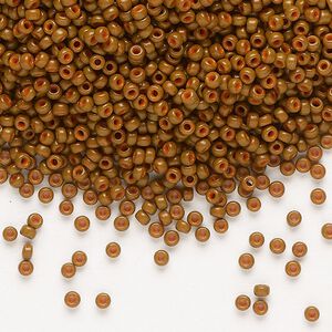 Seed bead, Miyuki 1pkg25g glass, #11 rocaille, opaque matte sienna / outside dyed (RR-1687)
