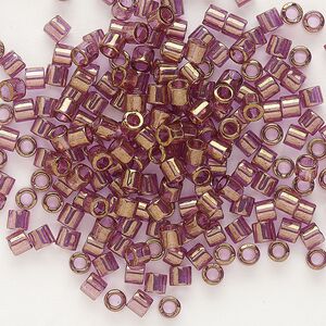 Seed bead, Delica&reg;, glass, pkg/7.5g, #8 round, translucent gold luster amethyst (DBL-0108).