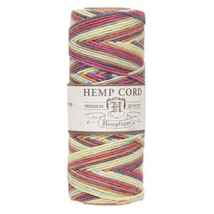 Cord, Hemptique&reg;, polished hemp, variegated rainbow, 1mm diameter, 20-pound test. Sold per 205-foot spool.