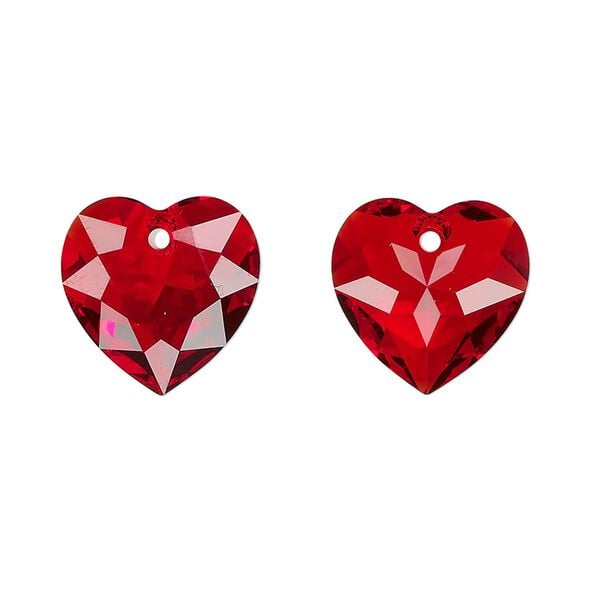 Drop 24pk light Siam, Swarovski&reg; 14.5mm pendant heart cut 6432 image number 0