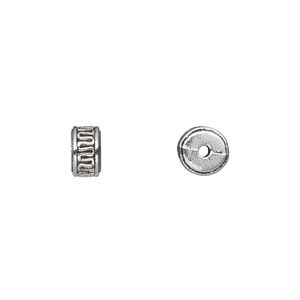Bead 1pkg50 silver-plated "pewter", 7x4mm wire rondelle, antique