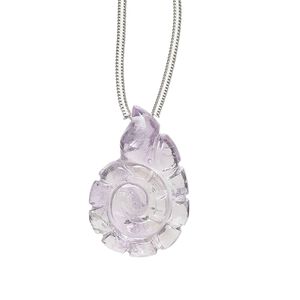 Amethyst 1pkg1, hand-cut top-drilled carved 2-sided nautilus bead natural 20x15mm