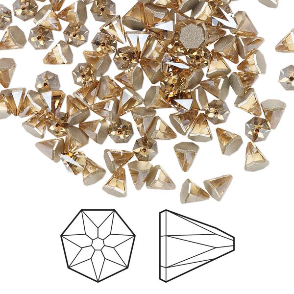 Flat back 144pk crystal golden shadow foil back, Swarovski&reg; 4mm round spike 2019 image number 0