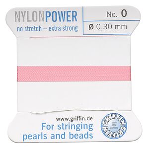 Thread, Griffin, nylon, dark pink, size #0. Sold per 2-meter card (approximately 78 inches).