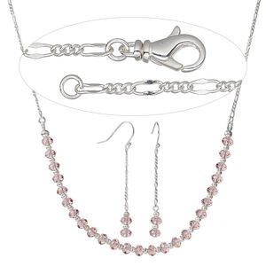 Necklace and earring set, Simple and Sleek Jewelry&trade;, crystal on silver-plated sterling silver chain, 28 inches. Sold per set.