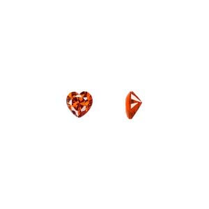 Gem, cubic zirconia, ruby red, 6mm faceted heart, Mohs hardness 8-1/2. Sold per pkg of 2.