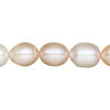 Pearl, White Lotus&trade;, cultured freshwater (bleached), white / peach / mauve, 9-10mm rice, C grade, Mohs hardness 2-1/2 to 4. Sold per 15-1/2" to 16" strand. image number 0