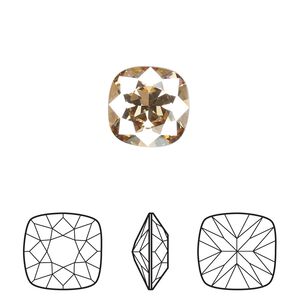 Fancy stone 72pk crystal golden shadow foil back, Swarovski&reg; 12mm cushion 4470