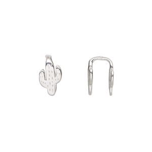 Bail, Amoracast&reg;, sterling silver, 10x5.5mm Arizona cactus, 8mm grip length. Sold individually.