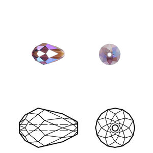 Bead 4pk amethyst shimmer 2X, Crystal Passions&reg; 9x6mm teardrop 5500