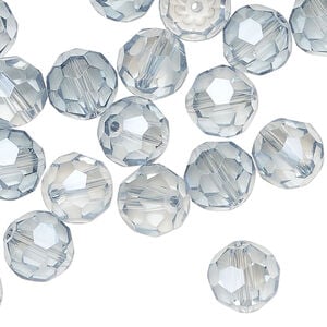 Bead 48pk translucent crystal silver night, Celestial Crystal&reg; 10mm round