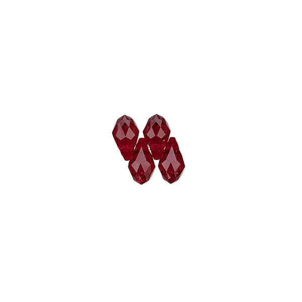 Briolette 4pk Siam, Crystal Passions&reg; 7x4mm pendant drop 6007 image number 0