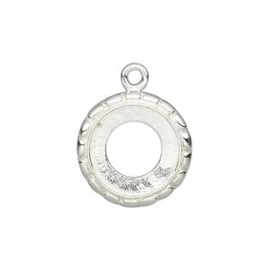 Drop, Almost Instant Jewelry&reg;, sterling silver, 19mm round with open back and textured edge with 14mm rivoli setting. Sold individually.