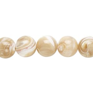 Mother-of-pearl shell 1pkg1, round bead natural 15.5 to 16 inch 10mm