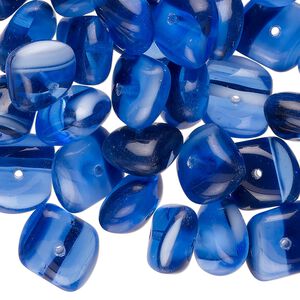 Bead, Czech pressed glass, translucent dark blue, blue and white, 12x10mm freeform rondelle. Sold per pkg of 50, approximately 50 beads.