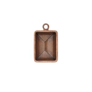 Drop, Almost Instant Jewelry&reg;, antique copper-plated brass, 16.5x12.5mm faceted rectangle with 14x10mm rectangle setting. Sold per pkg of 4.