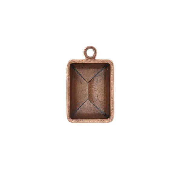 Drop, Almost Instant Jewelry&reg;, antique copper-plated brass, 16.5x12.5mm faceted rectangle with 14x10mm rectangle setting. Sold per pkg of 4. image number 0