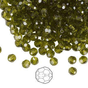 Bead 720pk olivine, Preciosa Czech crystal 4mm round