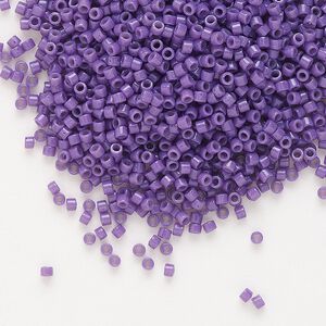 Seed bead, Delica&reg;, glass, pkg/50g, #11 round, Duracoat&reg; opaque outside dyed deep purple (DB-2140).