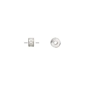 Bead 1pkg100 silver-plated "pewter", 5x3mm textured rondelle