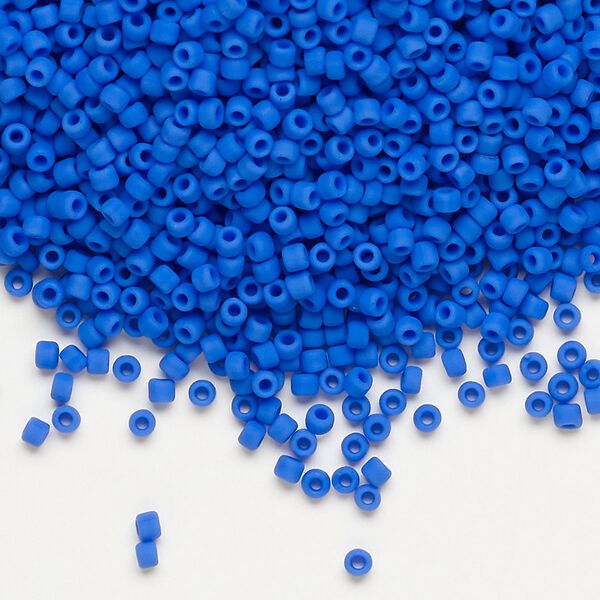Seed bead, Dyna-Mites&trade;, glass, pkg/1/2kg, #11 round, opaque matte medium blue, (739MA 11/0 RR). image number 0