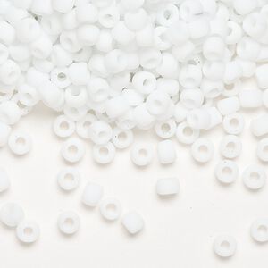 Seed bead, Dyna-Mites&trade;, glass, opaque matte white, #6 round. Sold per 1/2 kilogram pkg.