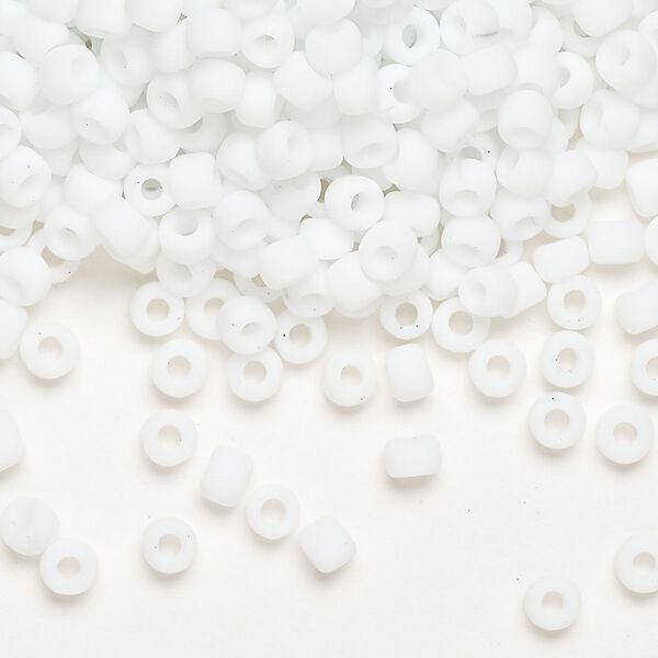 Seed bead, Dyna-Mites&trade;, glass, opaque matte white, #6 round. Sold per 1/2 kilogram pkg. image number 0