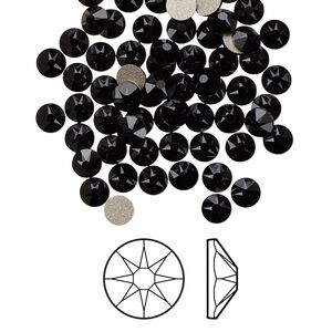 Flat back 144pk jet foil back, Crystal Passions&reg; 3.8-4mm rose round SS16 2088