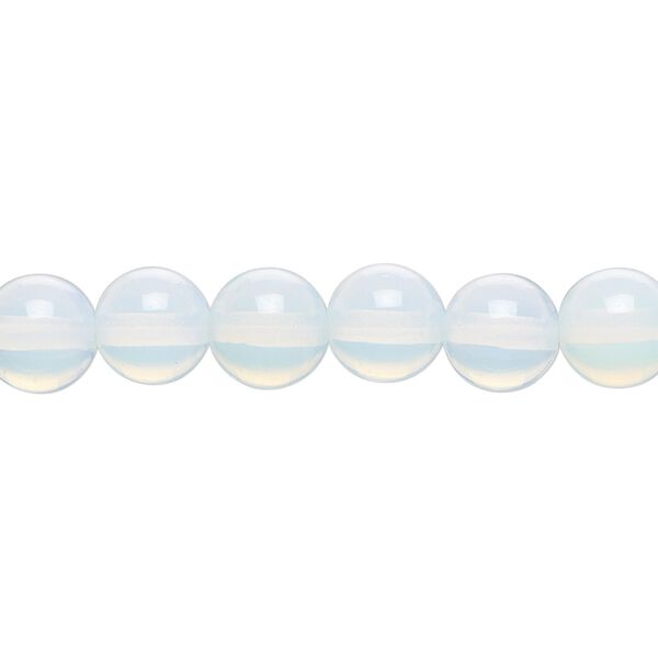 Bead, sea "opal" (glass), translucent to semitranslucent, 8mm round. Sold per 15-1/2" to 16" strand. image number 0