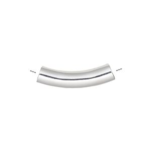 Bead 1pkg10 silver-plated, 23x5mm curved tube, brass
