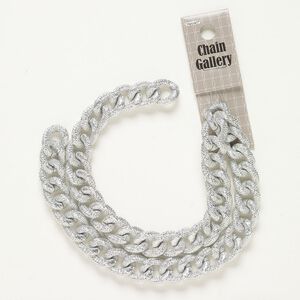 Chain 1pkg1 cable, 14mm textured, silver-finished aluminum 17 inch