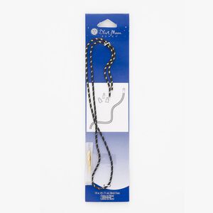 Chain & cord end mix snake & fold-over 1pkg18 "pewter", 2mm / stripe design / 8mm cord end, black- finished / gold-finished 18 inch