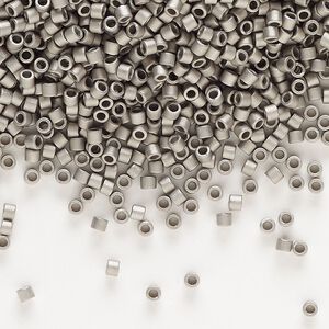 Seed bead, Delica&reg;, glass, pkg/50g, #10 round, opaque matte nickel-plated (DBM-0321).