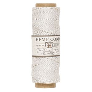 Cord, Hemptique&reg;, polished hemp, white, 0.5mm diameter, 10-pound test. Sold per 205-foot spool.