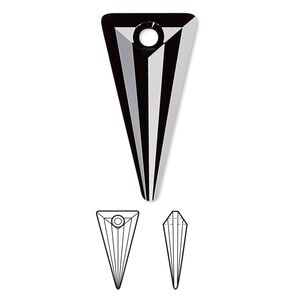 Drop 1pk jet, Crystal Passions&reg; 28x14mm pendant spike 6480