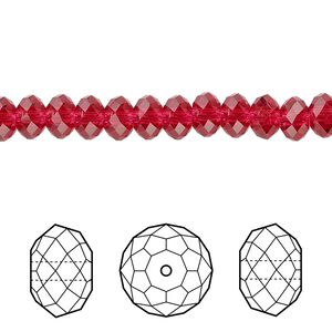 Bead 144pk scarlet, Crystal Passions&reg; 6x4mm rondelle 5040